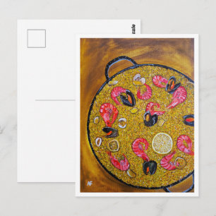 Postal Pintura Paella De Marisco por Alfred Fox
