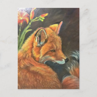 Postal pintura paisaje de zorro pintura arte mano