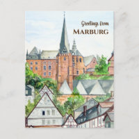 Pintura panorámica de Marburg Altstadt Alemania