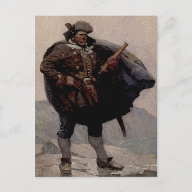 Postal Pintura pirata “Billy Bones” de NC Wyeth (Anverso)