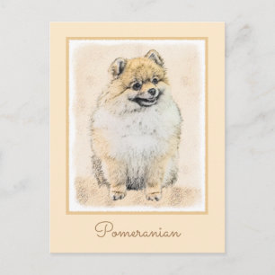 Postal Pintura Pomerania (Naranja) - Arte Perro Original
