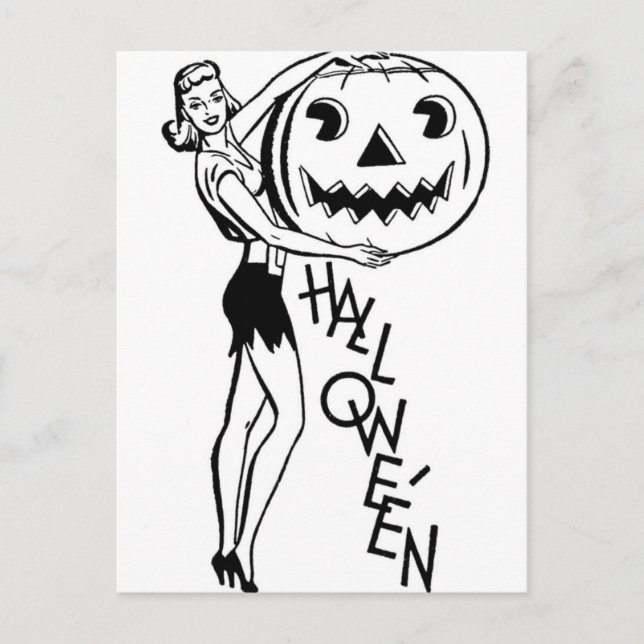 Postal Pintura Retro Halloween (Anverso)