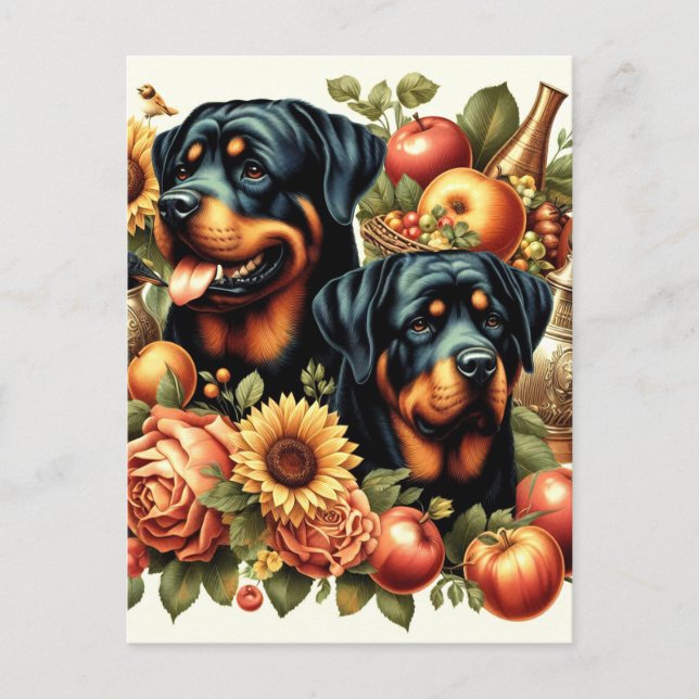 Postal Pintura Retro Rottweiler (Anverso)