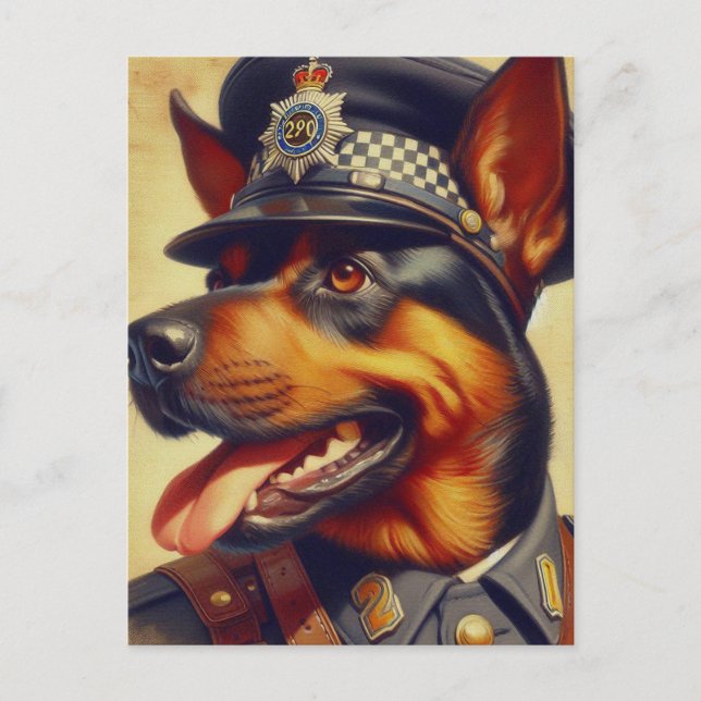 Postal Pintura Retro Rottweiler (Anverso)
