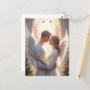 Postal Pintura romántica de parejas de ángel