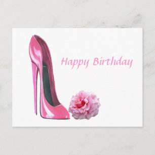 Postal Pintura rosa Stiletto Zapato y Rosa hermoso