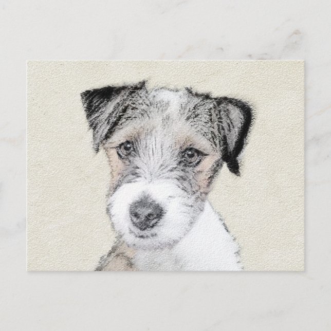 Postal Pintura Rusell Terrier - Arte Perro Original (Anverso)