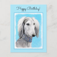 Pintura Saluki (plateada) - Arte Perro Original.
