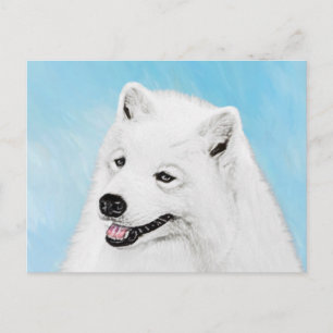 Postal Pintura Samoyed - Arte Perro Original Cuto