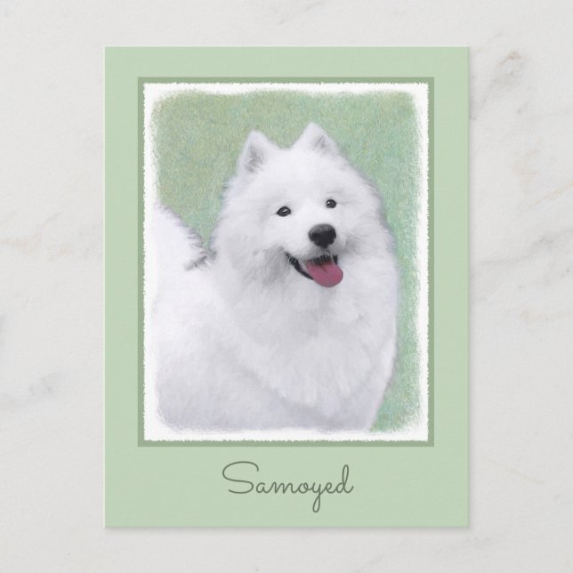 Postal Pintura Samoyed - Arte Perro Original Cuto (Anverso)