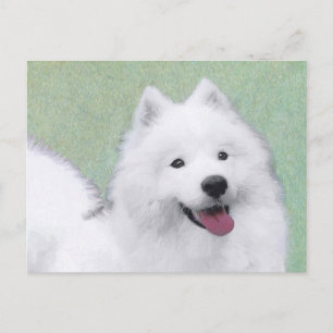 Postal Pintura Samoyed - Arte Perro Original Cuto
