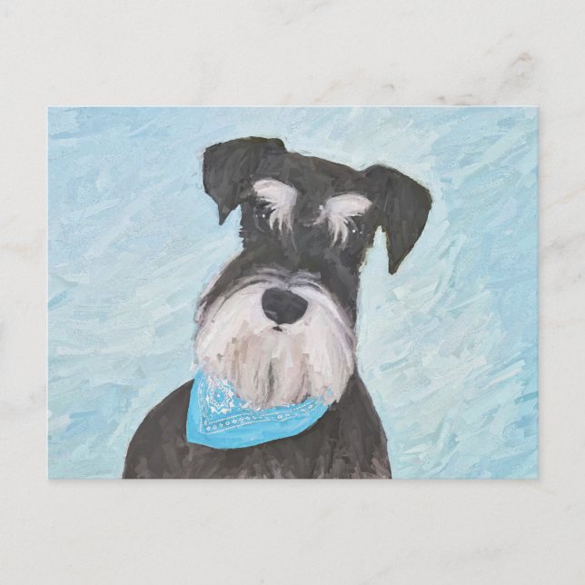 Postal Pintura Schnauzer (en miniatura) - Perro original  (Anverso)