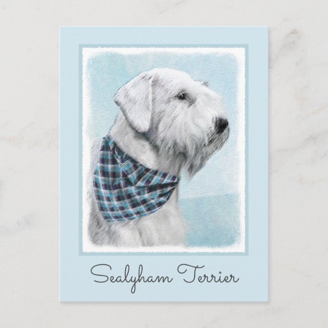 Postal Pintura Sealyham Terrier - Arte Perro Original. (Anverso)