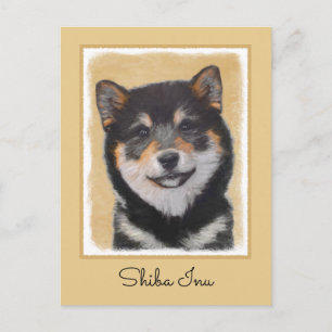Postal Pintura Shiba Inu (Negro y Tan) - Arte de perro