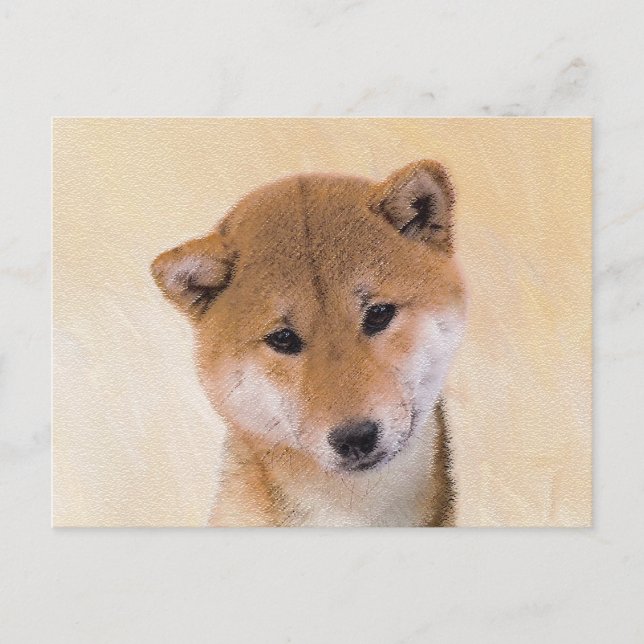 Postal Pintura Shiba Inu (roja) - Arte Perro Original (Anverso)