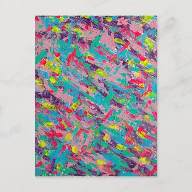 Postal Pintura sintética del arcoiris abstracta (Anverso)