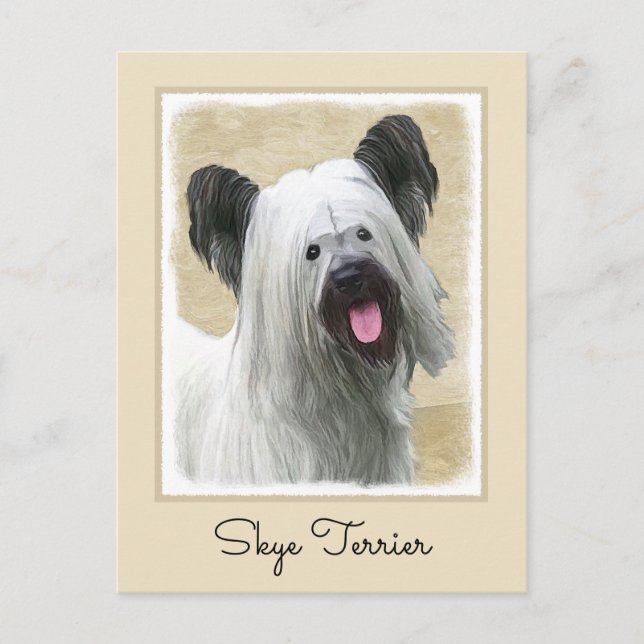 Postal Pintura Skye Terrier - Arte Perro Original. (Anverso)
