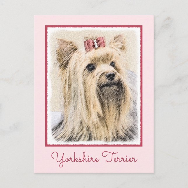 Postal Pintura Terrier de Yorkshire - Arte Perro Original (Anverso)
