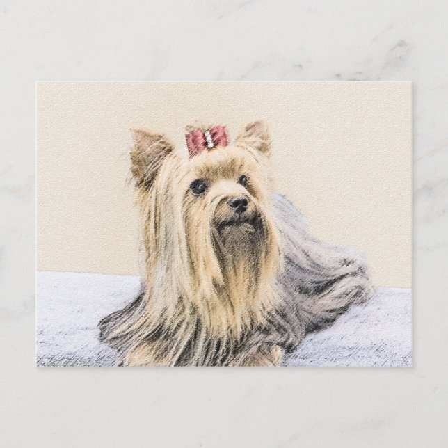 Postal Pintura Terrier de Yorkshire - Arte Perro Original (Anverso)