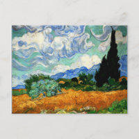 Pintura Van Gogh, Wheatfield con árbol de cipreses