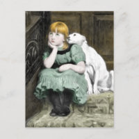 Pintura victoriana Chica Adorativo del perro