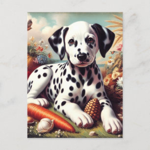 Postal Pintura vintage cúta dálmata