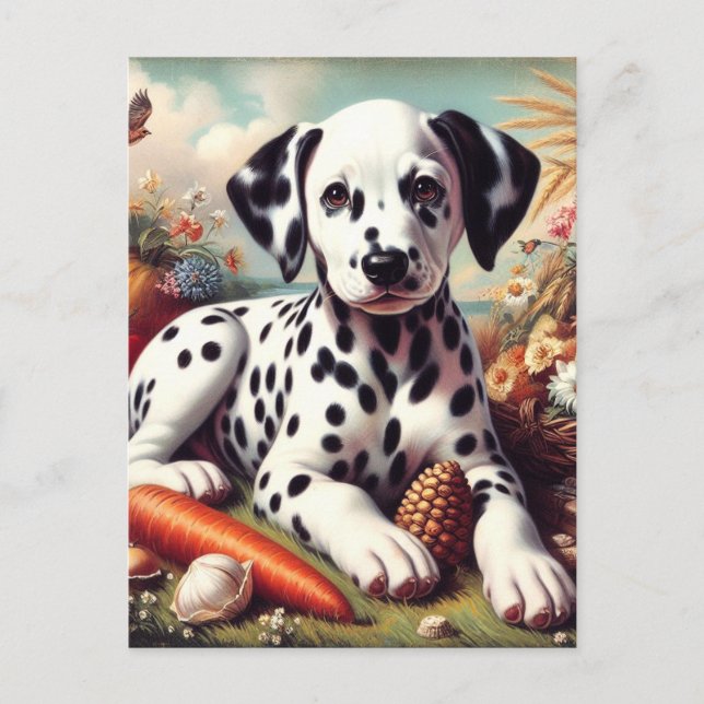 Postal Pintura vintage cúta dálmata (Anverso)