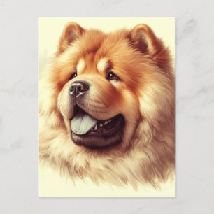 Postal Pintura vintage de Chow-Chow