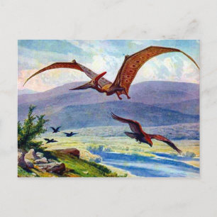 Postal Pintura vintage de Pteranodon por Heinrich Harder