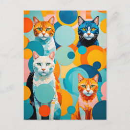 Postal Pintura Vivid Cubist Cats
