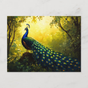 Postal Pintura vívida de un pavo real