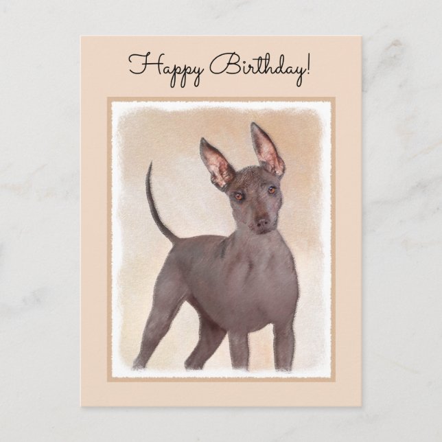 Postal Pintura Xoloitzcuintli - Arte Perro Original Cuto (Anverso)