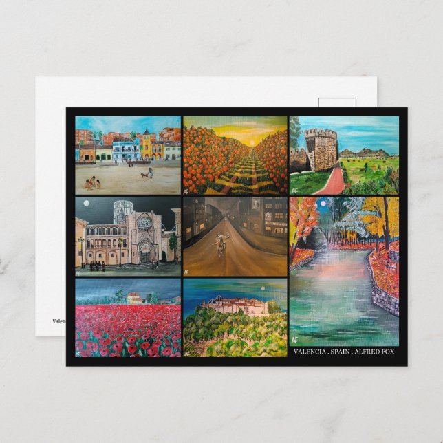Postal Pinturas de Collage de Valencia España de Alfred F (Anverso / Reverso)