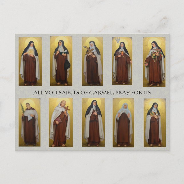 Postal Pinturas de santos de carmelitos religiosos sacerd (Anverso)
