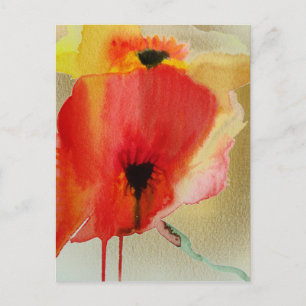 Postal Pinturas rojas arte floral moderno