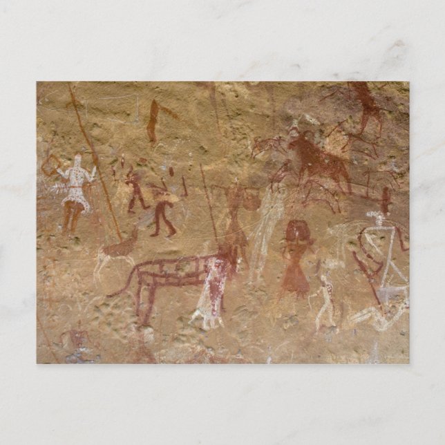 Postal Pinturas rupestres prehistóricas, Akakus, Sahara (Anverso)