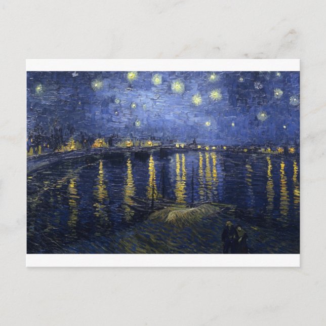 Postal Pinturas Van Gogh: Noche estrellada Van Gogh Rhone (Anverso)