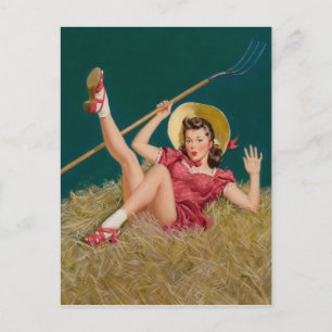 Postal PinUp de Paja