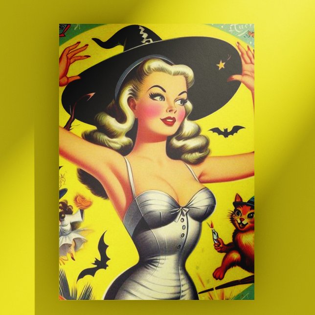 Postal Pinza de bruja retro Halloween (Subido por el creador)