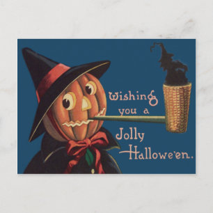 Postal Pipa de bruja de calabaza Jack O' Lantern