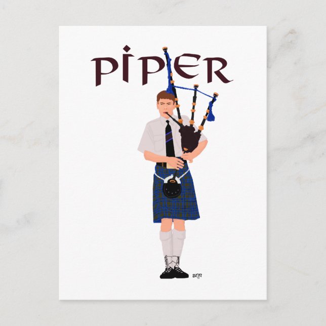 Postal PIPER Blue Plaid (Anverso)