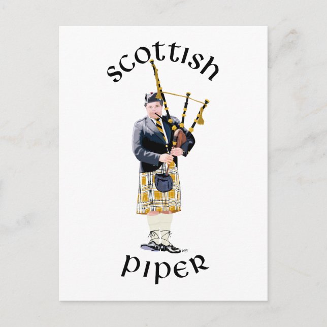 Postal Piper escocés - Tan Kilt (Anverso)