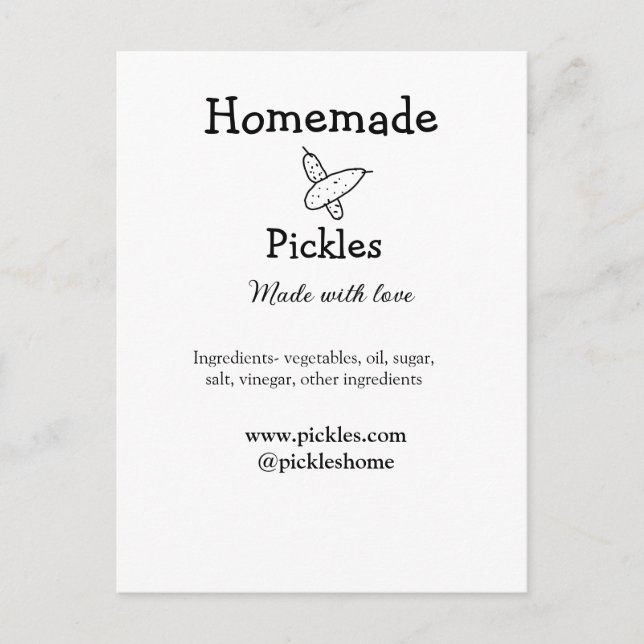 Postal Piquetes caseros hechos con amor agregar sitio web (Anverso)