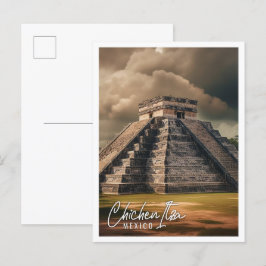 Postal Pirámide de Chichén Itza México un viaje famoso