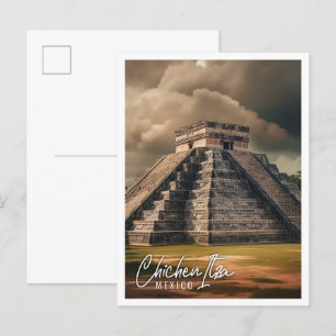 Postal Pirámide de Chichén Itza México un viaje famoso