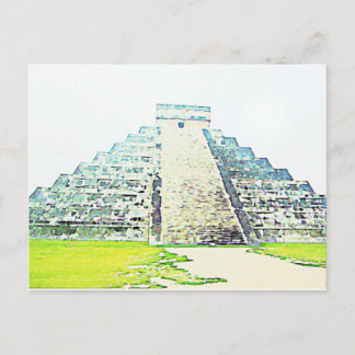Postal Pirámide De Chichen Itza Watercolor Design