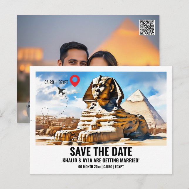 Postal Pirámide de esfinge de El Cairo foto fecha de alma (Anverso / Reverso)