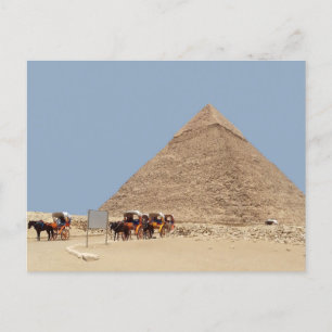 Postal Pirámide de Khafre y una cadena de carros 