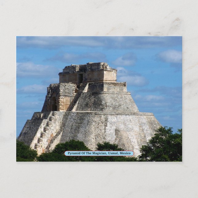 Postal Pirámide Del Mago, Uxmal, México (Anverso)