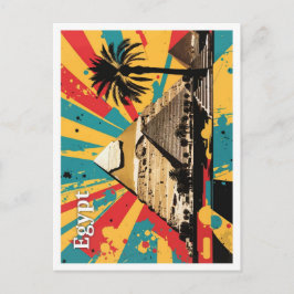 Postal Pirámide El Cairo Ilustracion de viajes de arte po
